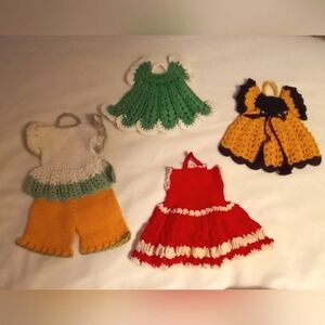 Kitchen 1950s Crochet Hot Mats Panties Bloomers Dress Basket vintage 5 pcs